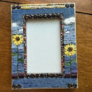 Handmade Mixed Media Mosaic Sunflower Picture Frame